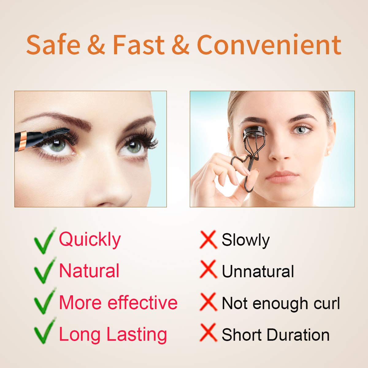 Heated Eyelash Curler, Electric Eyelash Curler, Portable Electric Makeup Eye Lashes Brush [New Upgrade] - Quick Heating Long Lasting, USB Rechargeable Eyelash Curler Tool