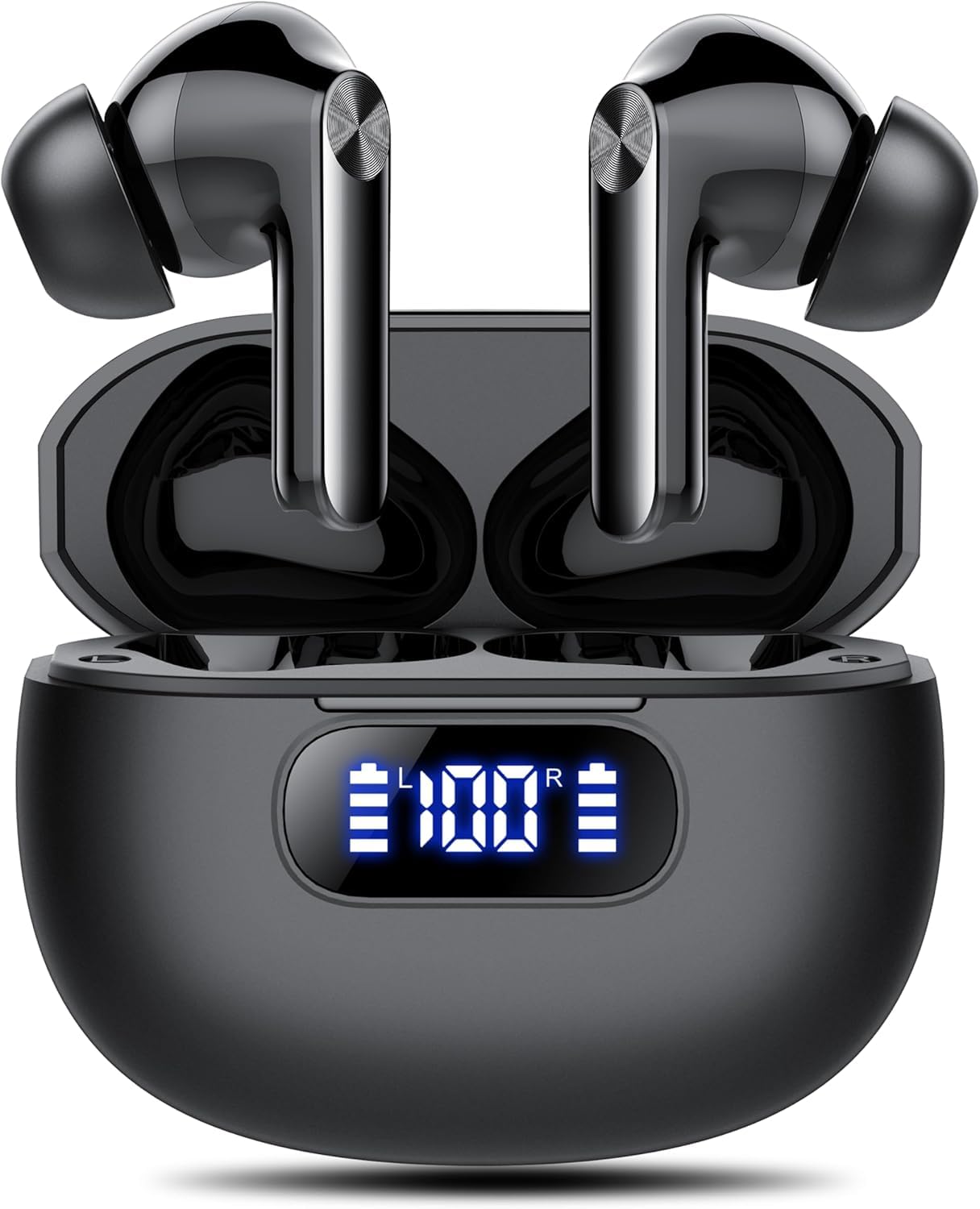 Earbuds Wireless Bluetooth, Earbuds with Bass Stereo Sound, Bluetooth 5.3 Headphones with LED Power Display 48Hours Playtime ENC Noise Cancelling Mic, in Ear Ear buds IP7 Waterproof for Android iOS Image