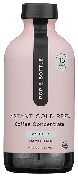 POP AND BOTTLE ORGANIC VANILLA SUPER CONCENTRATE COFFEE, 8 FZ