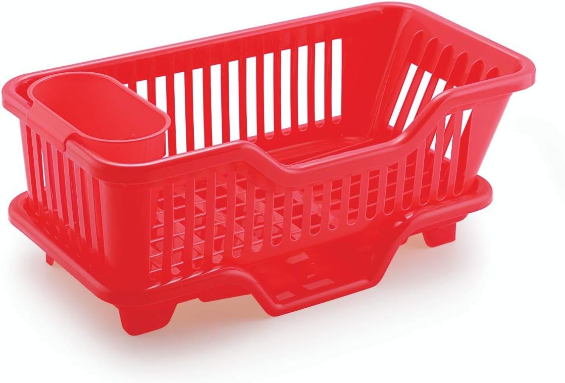 Swabs® Kitchen Plastic Sink Dish Plate Utensil Drainer Drying Rack Holder Basket Organizer Tray (Small Size)(Multi Color)- 44 X 18 X 15 cm