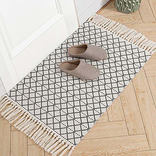 Small Throw Boho Kitchen Rug 2'x3' Outdoor Rug Cotton