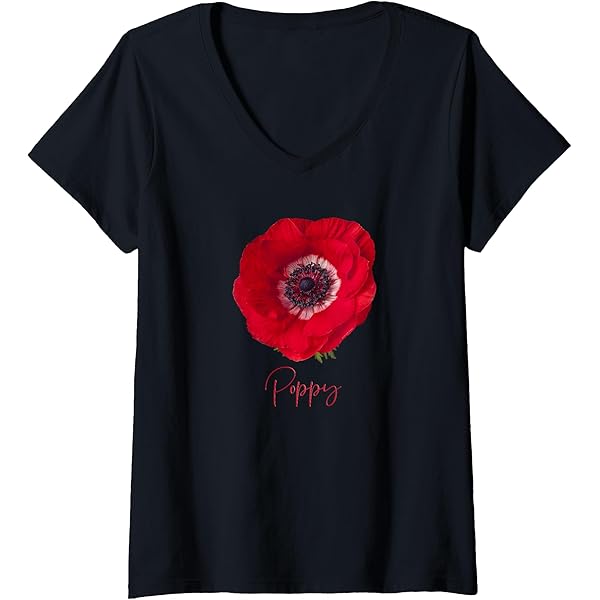 Amazon.com: Womens Red Poppy Flower Apparel with Poppy in script