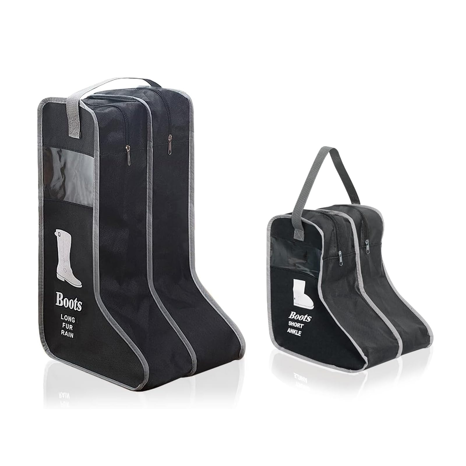 Photo 1 of 2 Pack Portable Boots Storage Bag, Tall/Short Boot Carry Bag Boots Organizer, Shoe Bags for Storage and Travel Dust Proof Travel Shoe Bags for Packing (Black)