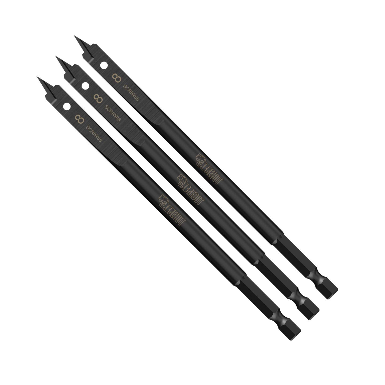 3 x SabreCut SCRIW08_3 8mm x 152mm Impact Rated Flat Wood Spade Bits for Softwood Hardwood Chipboard