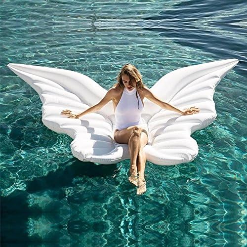 Xiaolv Giant Inflatable Angel's Wing Butterfly Pool Float with Rapid Valves Summer Outdoor Swimming Pool Party Lounge Raft Decorations Toys for Adults &amp; Kids (White)