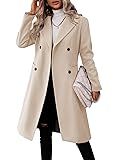 Danedvi Womens Long Double Breasted Coats Lapel