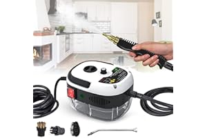 F FINEC Pressure Steam Cleaner, 2500W Handheld High Temp Portable Steamer Cleaning Machine with 3 Brush Heads, for Home Use Grout Tile Car Detailing Kitchen Bathroom