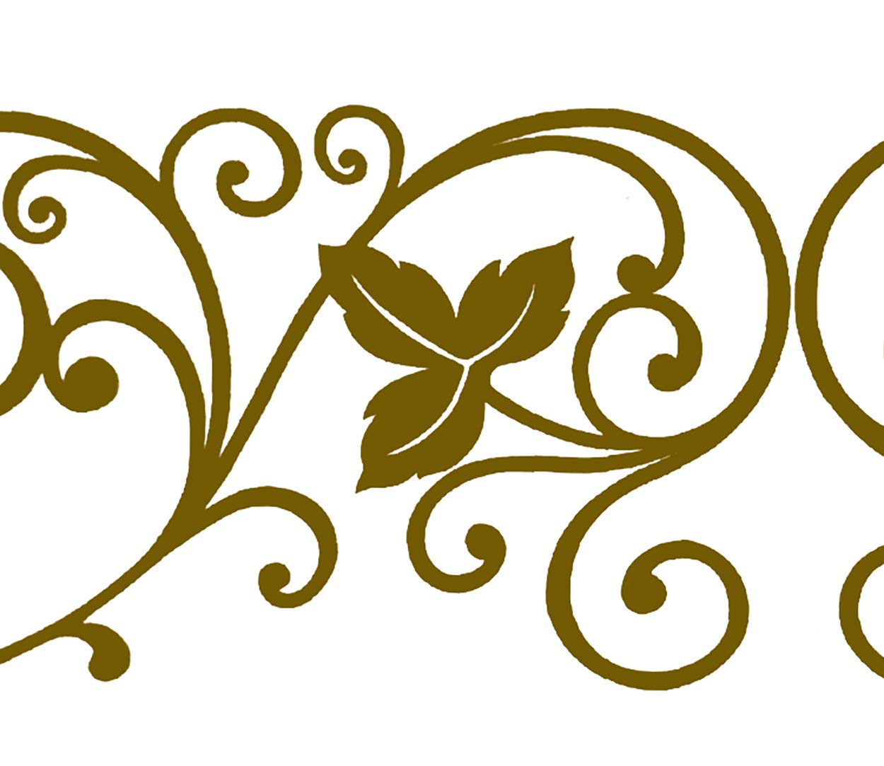 Dundee Deco MGAZB6003A Peel and Stick Damask Golden Vines, Scrolls Self Adhesive Mirror Window Sticker Wallpaper Border, Roll 33 ft X 4 in (10m X 10cm)