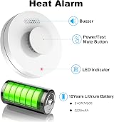 XINDUM Wireless Interlinked Smoke Alarms Heat Alarm 10 Years Battery Bundle view 4