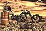Harley Davidson Chopper Surreal Nuclear Gas Mask Apocalypse Art Print