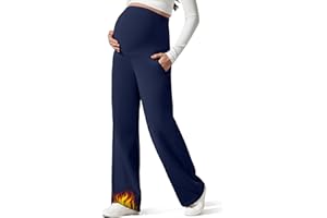 G4Free Flurrylux Fleece Lined Maternity Wide Leg Pants Cotton Over The Belly Pregnancy Sweatpants