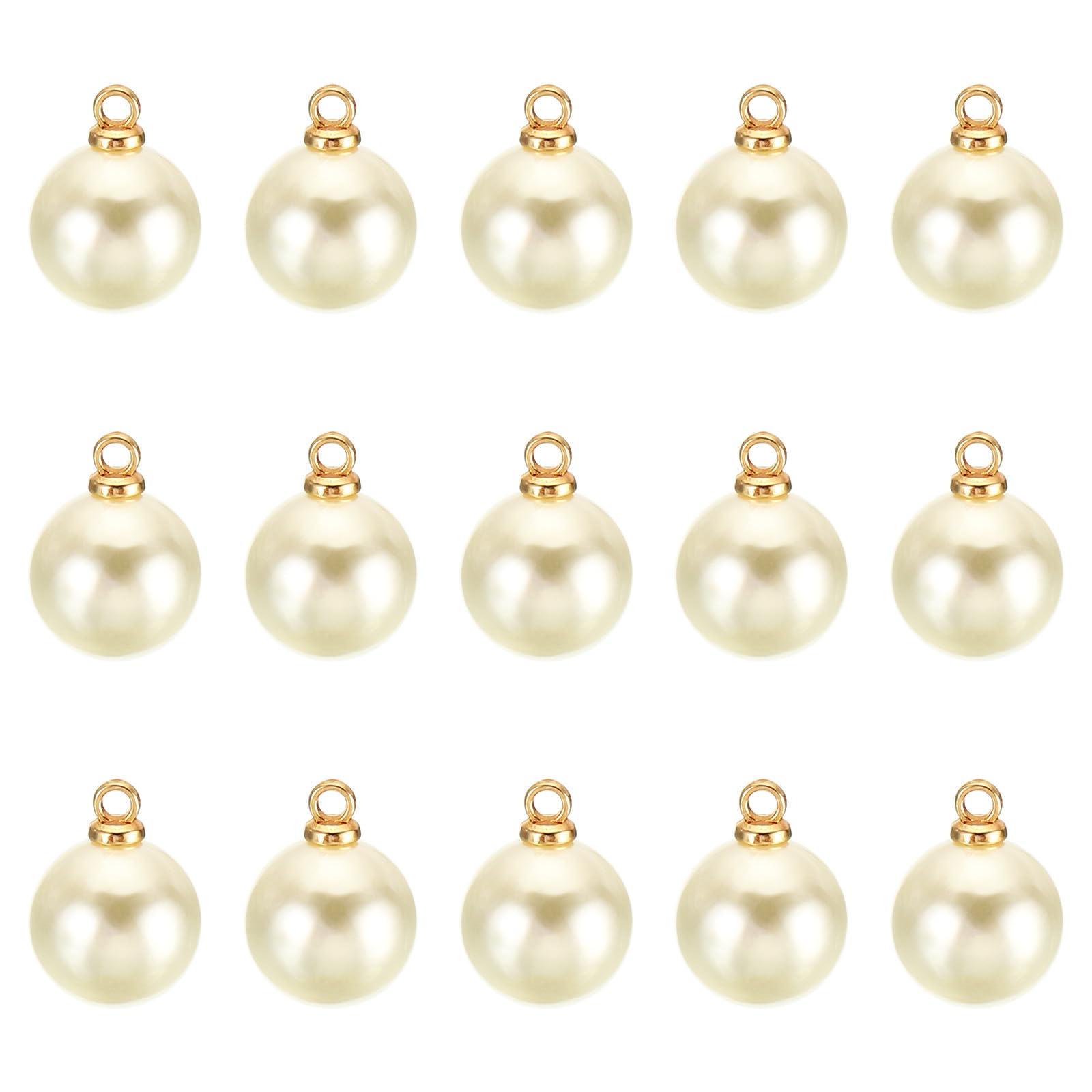 PATIKIL (10mm Pearl Charm, 150Pcs Pearl Beads Faux Pearl Pendant Charm Beautiful Designer DIY for Making s s Wedding Crafts,Gold Beige