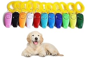 Dog Training Clicker, BESUNTEK 2 in 1 Pet Training Whistle and Clicker Pet Training Tools with Wrist Bands Strap for Dog Pupp