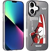 laidand Cool Sneaker Phone Case for iPhone 16 Case for Boys Men Sports Shoes Shockproof Street Aesthetic Designer Cases Compatible with iPhone 16 Red