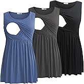 Bearsland Women's Maternity Nursing Tank Tops Sleeveless Scoop Neck Breastfeeding Shirt Pregnancy Clothes