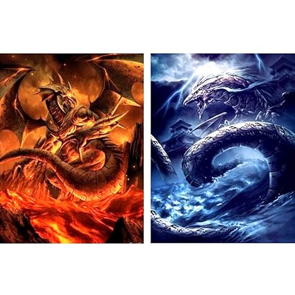 Yomiie 5d Diamond Painting Fire Ice Dragon Full Drill By Number