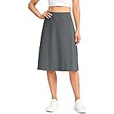 Viodia 25" Knee Length Long Skorts for Women with Pockets Dressy Casual Midi Skort Summer Travel Modest Skirts