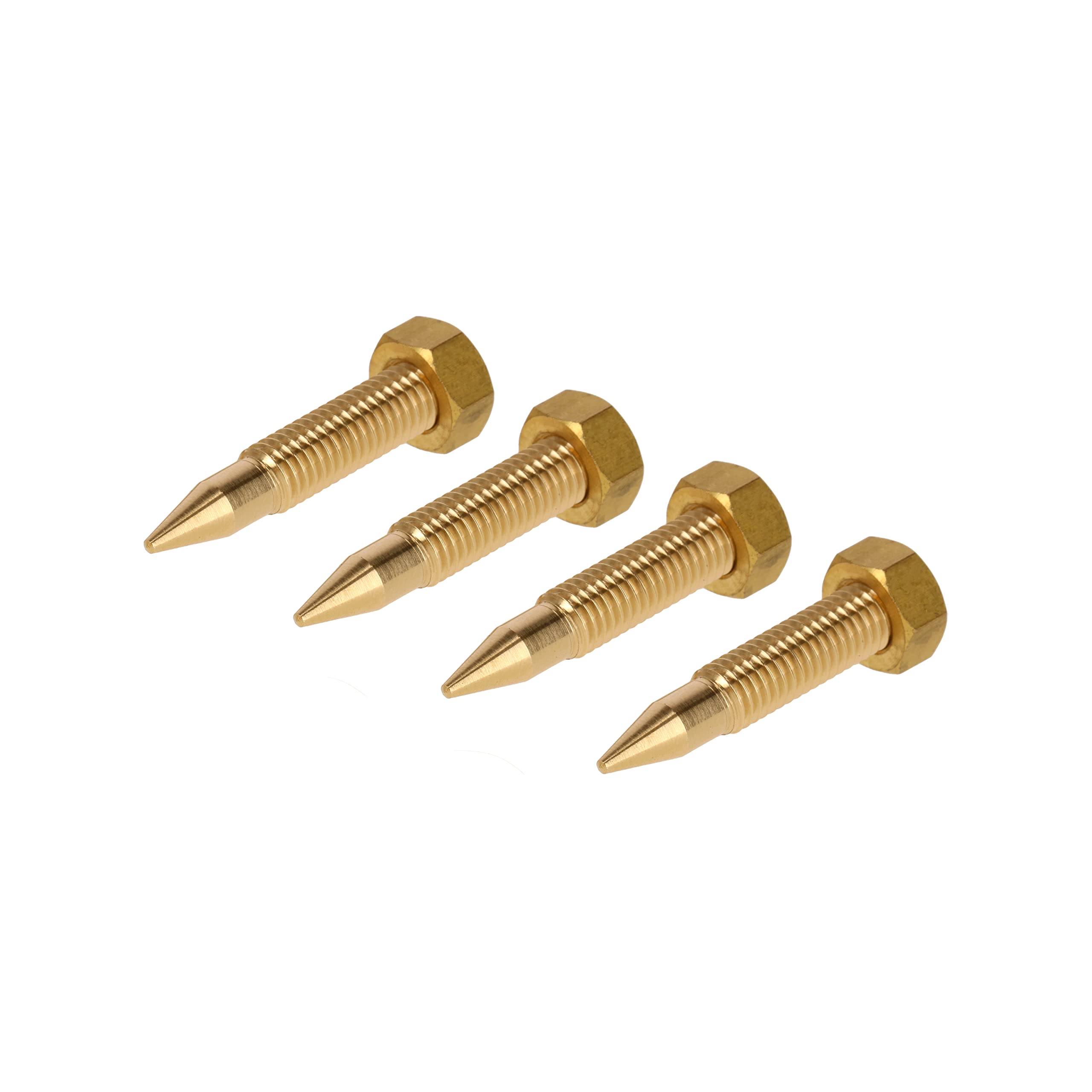 PrecisionGeek – M6 Speaker Spikes (Ø6mm × 35mm | Solid Brass, Set of 4) – CNC Machined Isolation Feet for HiFi Speakers, Subwoofers, Soundbars & Amplifiers – Anti-Vibration Audio Upgrade