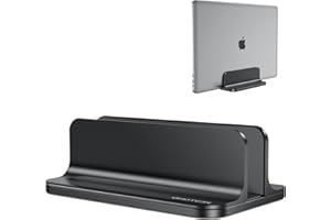 Vertical Laptop Stand Holder, OMOTON Desktop Aluminum Laptop Stand with Adjustable Dock Size, Compatible with MacBook, Surfac
