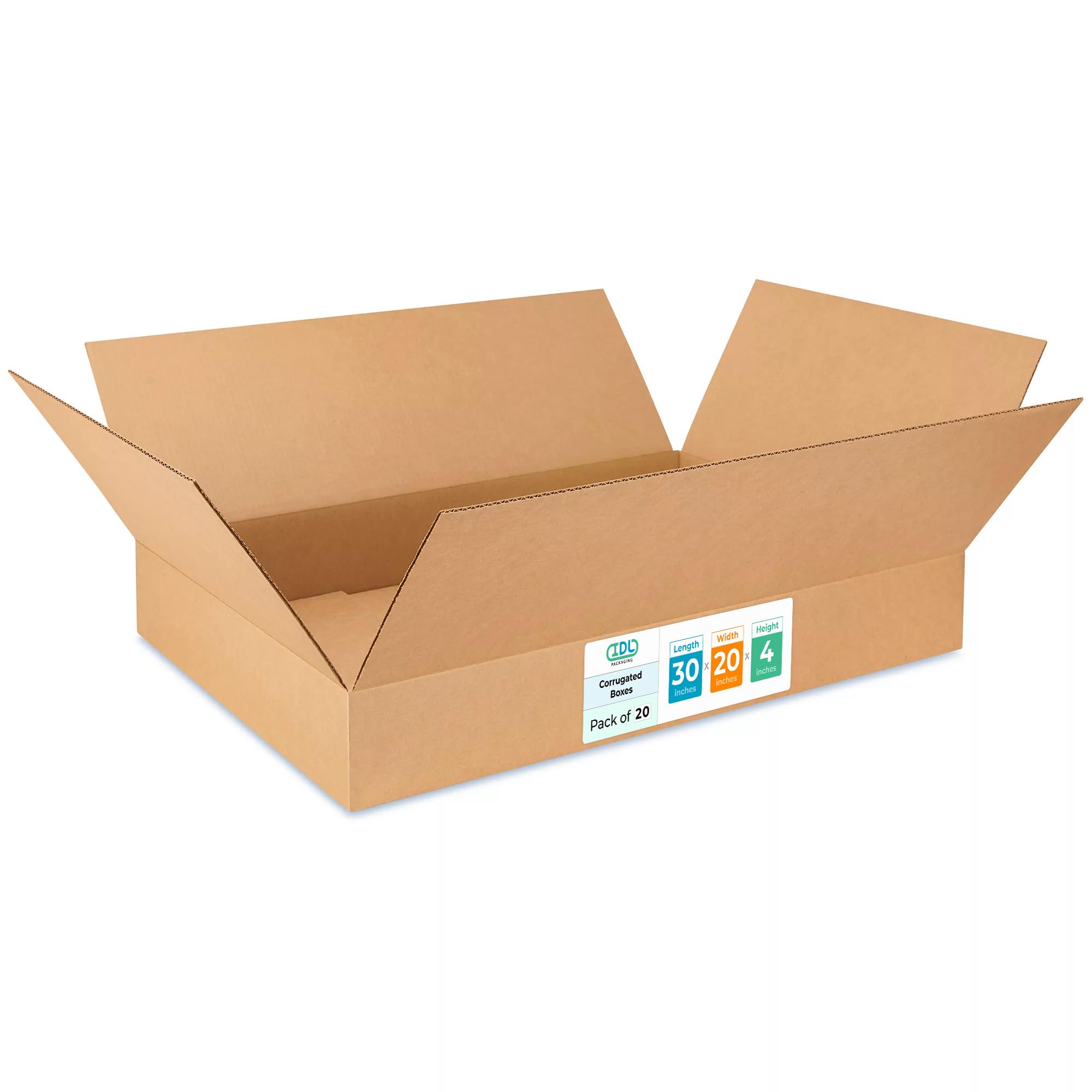 Large Shipping & Moving Boxes 30"L x 20"W x 4"H (20-Pack) - Extra Strength 200 lb vs Regular - Corrugated Durable Cardboard Boxes - Large Box for Moving - Cardboard Shipping Box by IDL Packaging Image