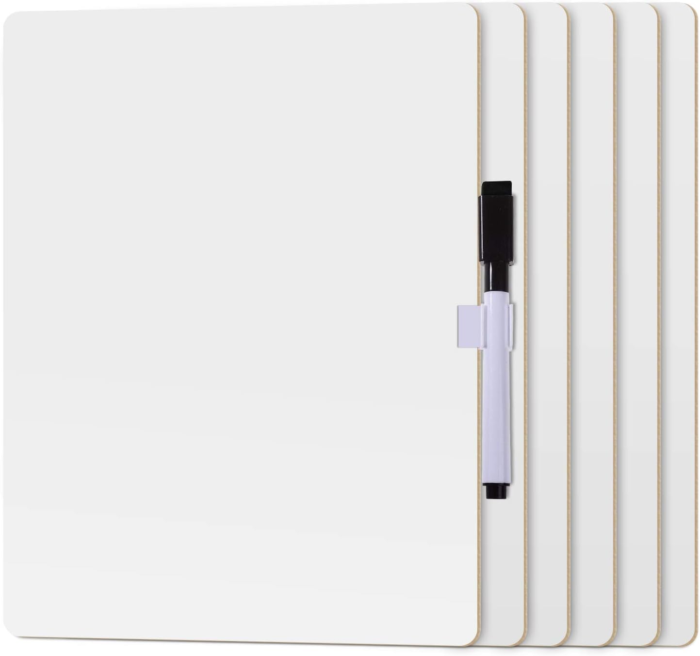 Dry Erase Lapboards with Marker Eraser Set + A Safe Place to Store The Marker! Reusable, Portable Great for Meetings & Classroom! Double Sided Dry Erase Whiteboard - 9 x 12 inch (6)