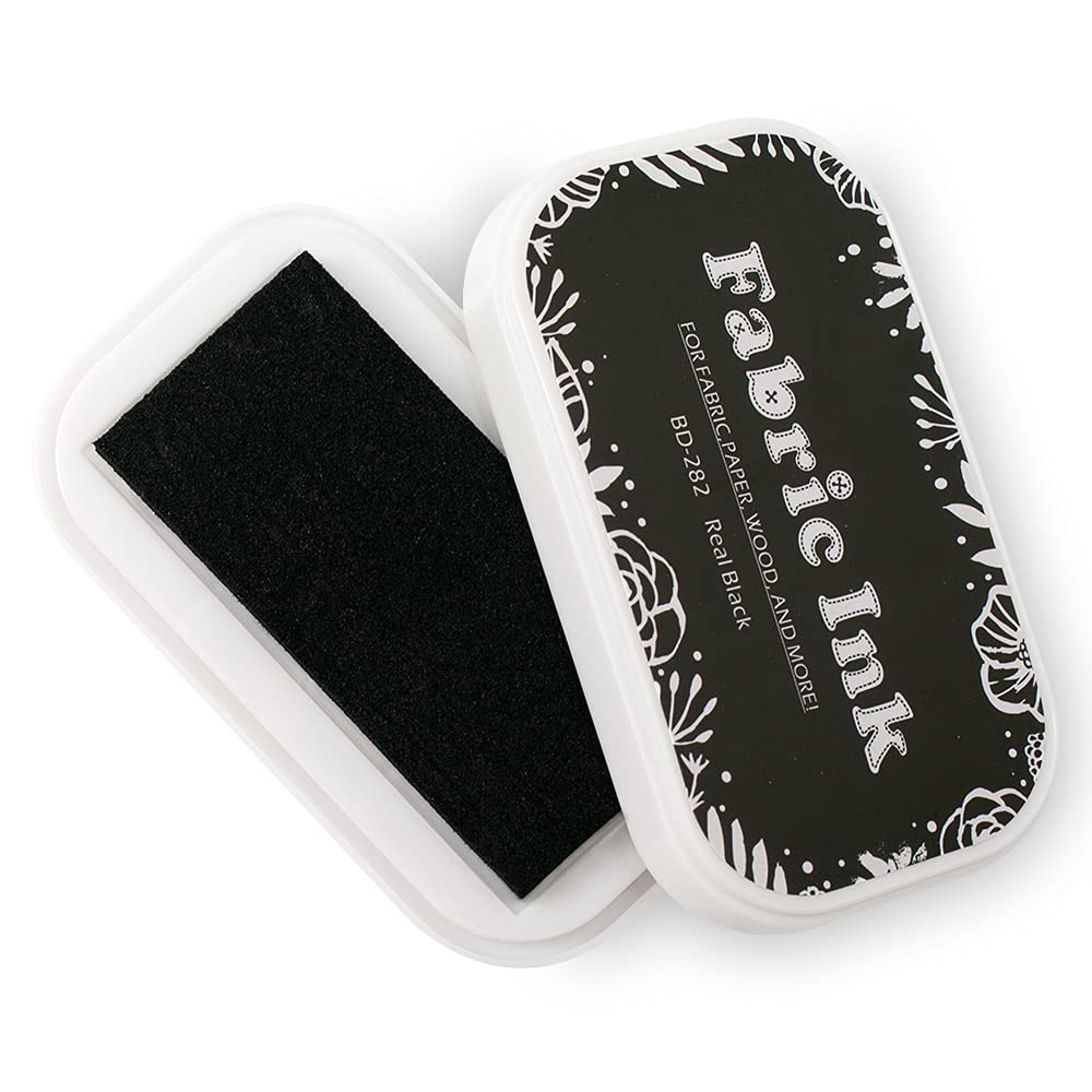 Fabric Ink Pads for Rubber Stamps, Washable Craft Ink Pads for Card Making Scrapbook, Permanent Ink Pad for Wood, Paper, 3.7 x 2.1" (Black, 282)