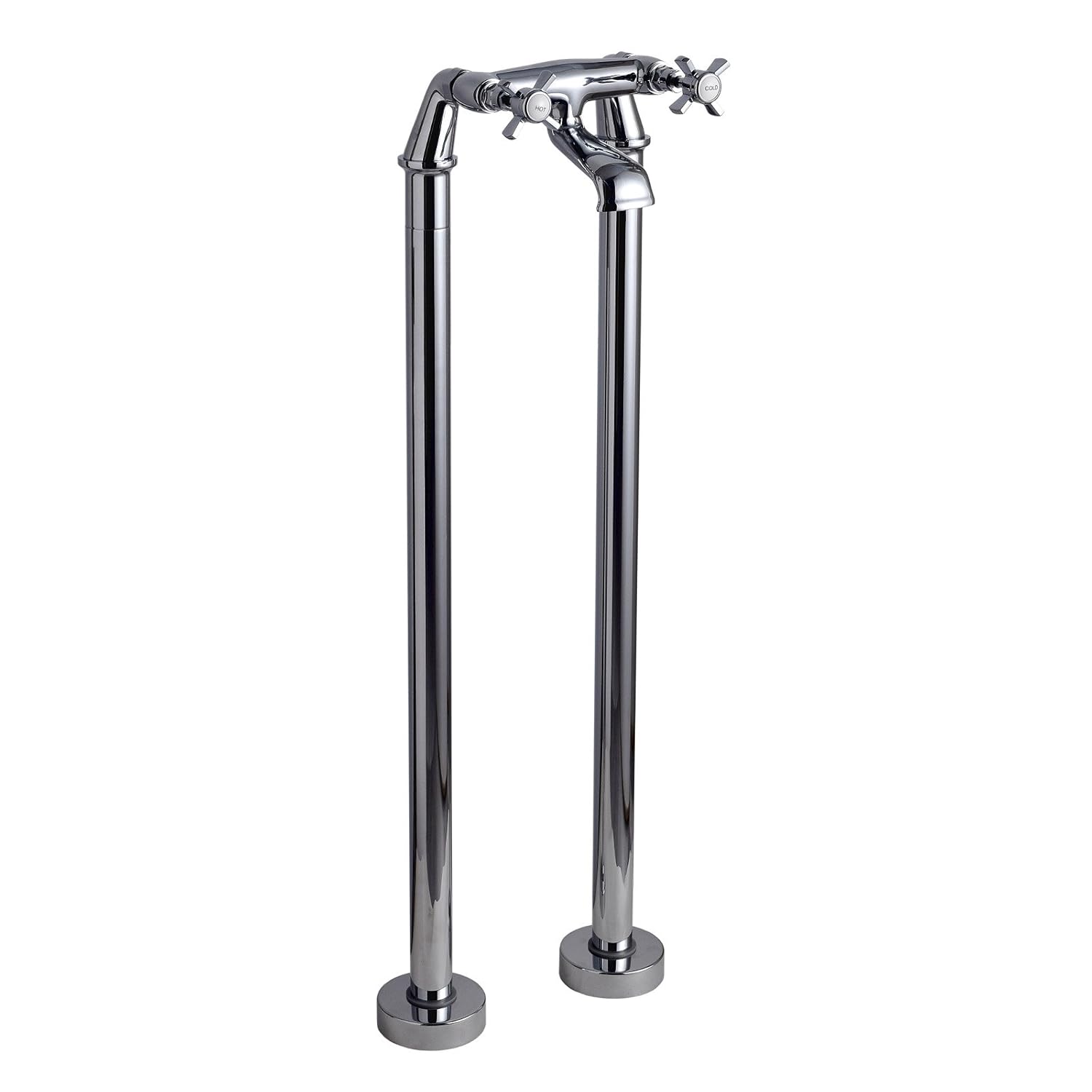 Enki Traditional Floor Standing Cross Handle Bath Filler Mixer