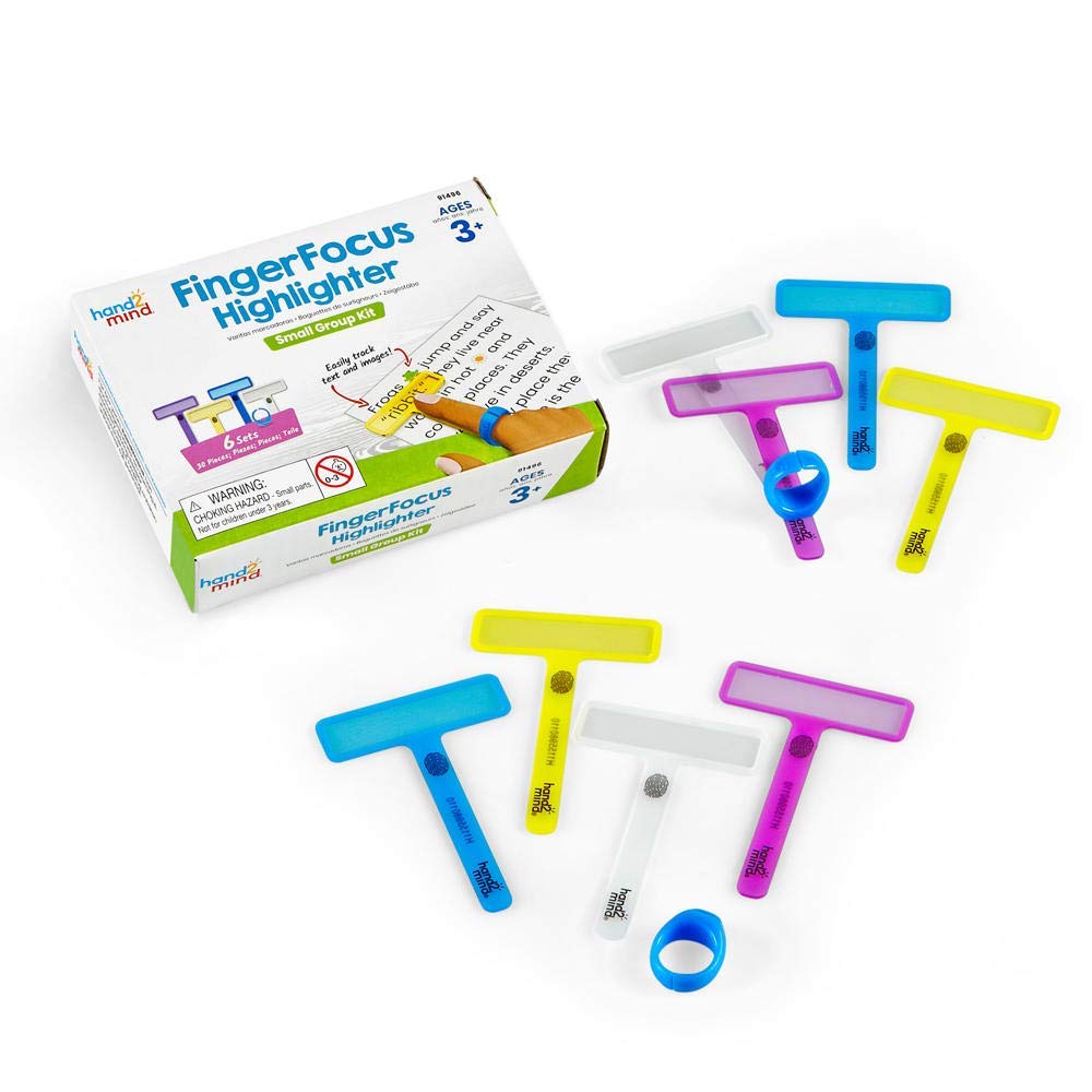 Photo 1 of hand2mind FingerFocus Highlighter, Guided Reading Strips, Reading Pointers for Kids, Dyslexia Tools for Kids, ADHD Tools, Special Education School Supplies, Teacher Classroom Must Haves (6 Pack)