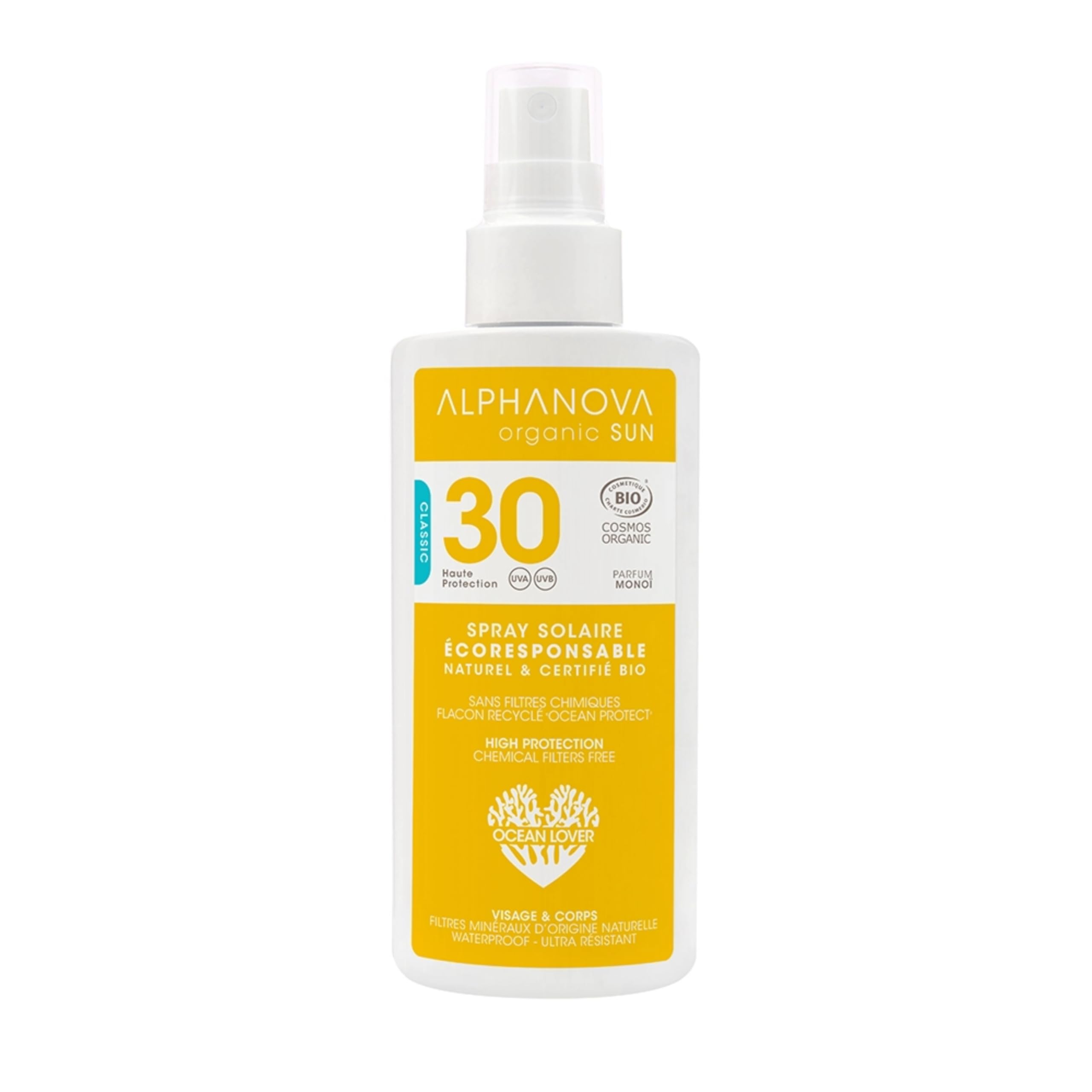 Alphanova Sun, Organic Sunscreen With SPF 30, For Face and Body Immediate Protection, Waterproof, 125ml