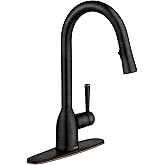 Moen Adler Mediterranean Bronze One-Handle High Arc Modern Kitchen Faucet with Power Clean and Pull Down Spray Head, 87233BRB
