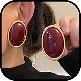 Chunky Statement Earrings for Women Black and Gold Earring Oval Dangle Studs Geometric Vintage Black Gold Earrings Bold Statement Jewelry Accessories