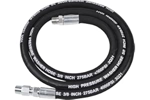 YAMATIC Pressure Washer Whip Hose with Swivel Steel Connector, 3/8" Jumper Hoses 5FT For Hose Reel and Power Washer, 4000 PSI