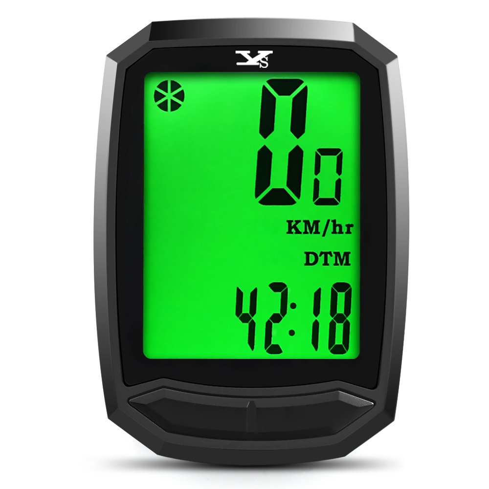 Cuentakilómetros para bicicleta YS inalámbrico impermeable con retroiluminación gran pantalla LCD de