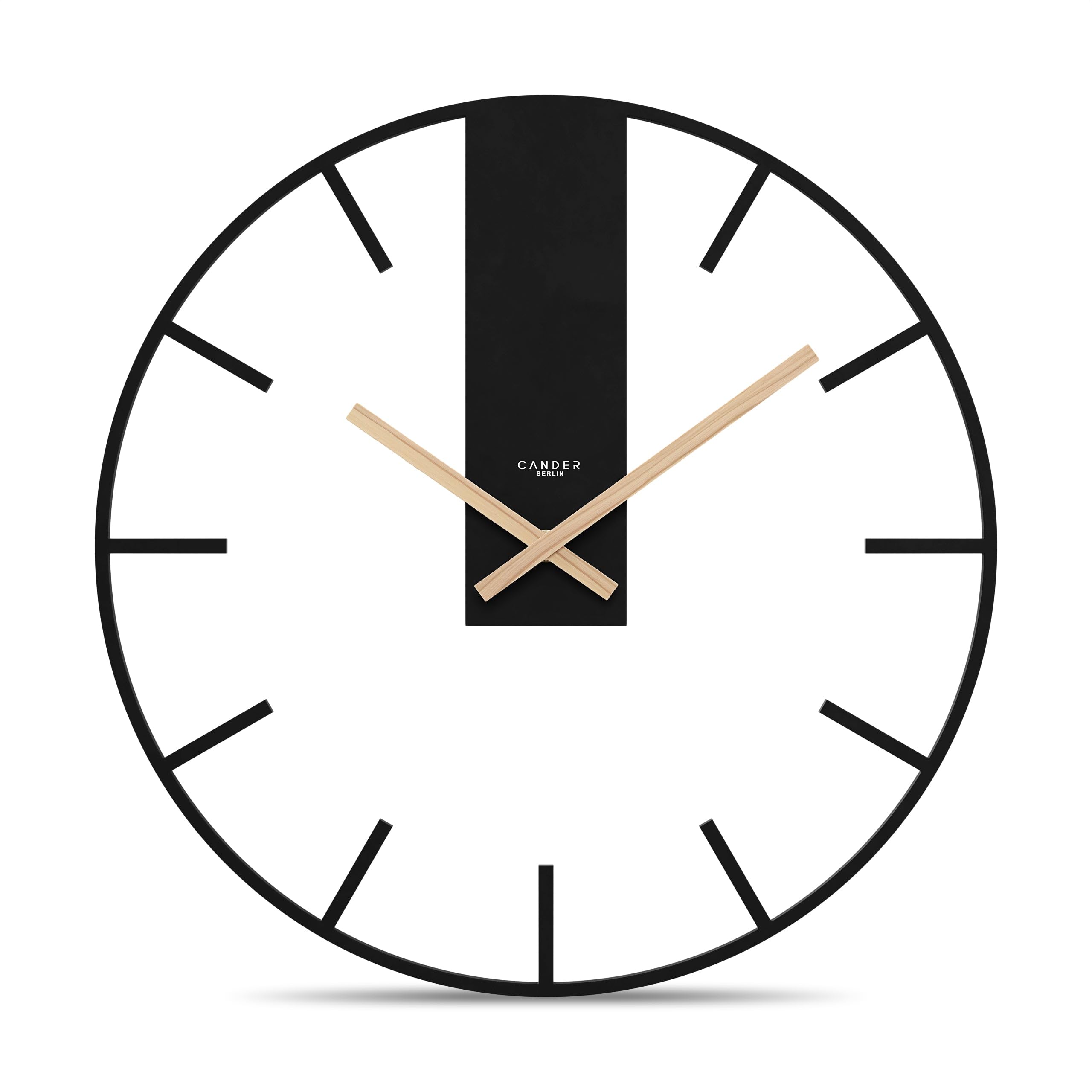Cander Berlin Juna XXL Vintage Wall Clock Silent 40 cm MDF Wooden Hands without Ticking Noise Large Modern Black Living Room Kitchen