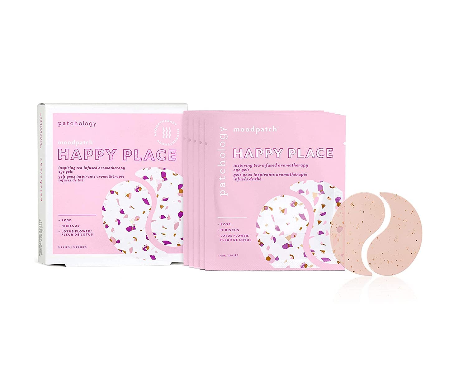 Patchology Happy Place Under Eye Patches - Overnight Anti-Aging Masks for Dark Circles, Puffy & Eye Bags, & Wrinkles - Brightening & Depuffing Skin Care Undereye Pads for a Youthful Glow (5 Pairs)