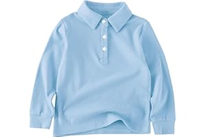 Baby School Uniform Polo Shirts Toddler Boys Long Sleeve Classic Collared Shirt Lightweight and Soft Holidays Tops