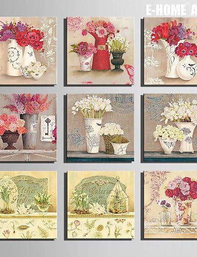 Stretched Canvas Art Bunch Of Flowers In A Vase Series Decoration Painting MINI SIZE One Pcs , 8" x 8"-9# , 8" x 8"-9#