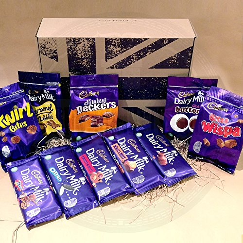 The British Favourite Chocolate Bars Collection Gift Box - Top 5 Cadbury Bars and Top 5 Cadbury Pouches in the UK - Cadbury Dairy Milk, Wholenut, Fruit & Nut, Oreo and Diam Bars, Twirl Bites, Caramel (Best Chocolate Gifts Uk)