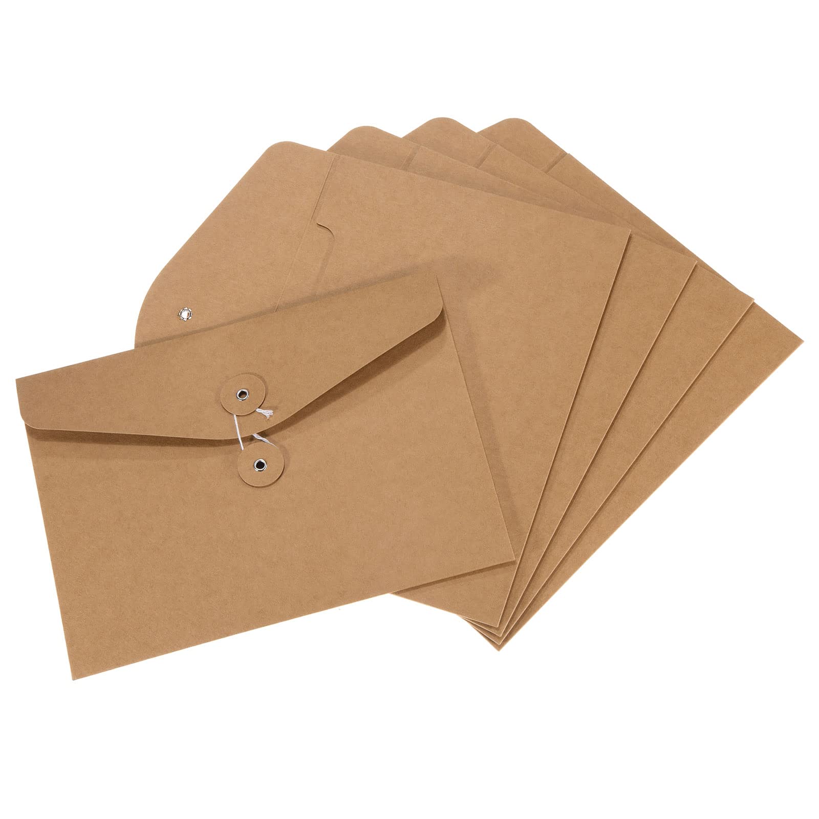 PATIKIL String Envelope File Folders 5 Pack A5 Size Document Letter Organizer Holder Filing Jacket for Office, Brown