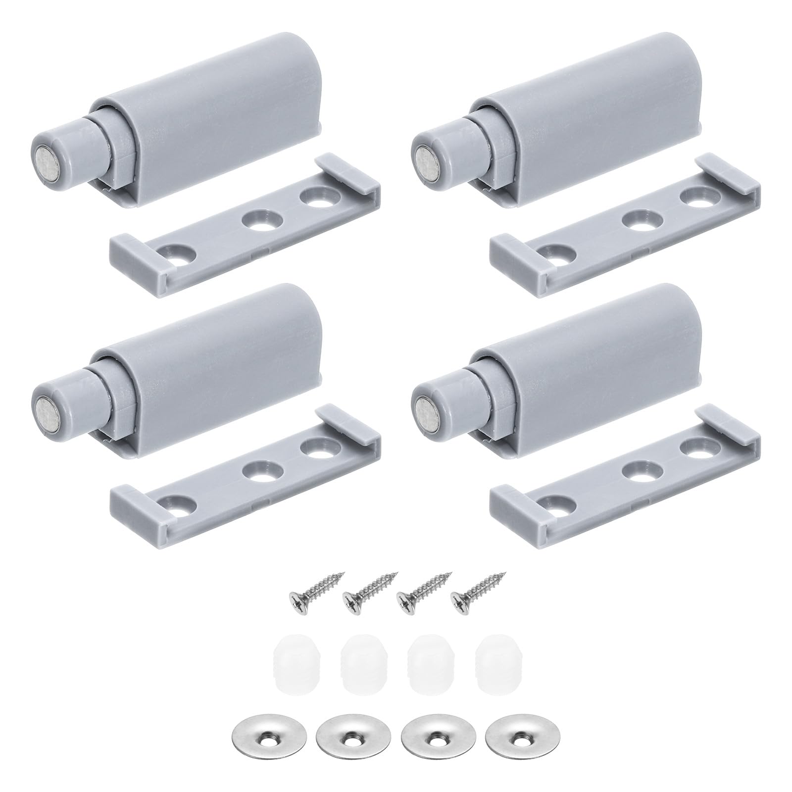 uxcell D3 Magnetic Push Latches, 4Pcs Push to Open Door Latch, Magnetic Touch Latches for Wardrobe, Door, Cupboard Drawers, Grey