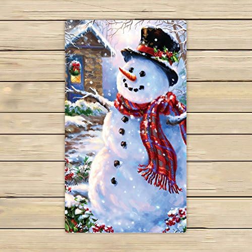 Cotton Bath Towels,Bathroom Body Shower Towel,Custom Christmas Snowman Beach/Shower Towel Wrap For Home and Travel Use Size 16x28 inches