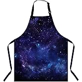 Xuwenz Galaxy Kitchen Apron for Women Men, Unisex Adjustable Cooking Apron, Waterproof Apron for Home Kitchen, Restaurant, Coffee House