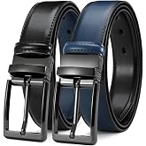 DOOPAI Men's Reversible Leather Belt, 1.25" Wide, 2-in-1 Dress &amp; Casual | 2 styles in 1 belt with rotating buckle, genuine leather and trim-to-fit sizing for dress, business, casual wear and jeans