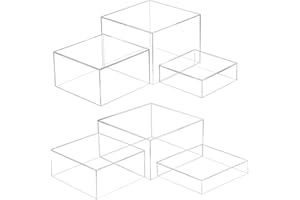 BOBOKA Buffet Risers Set of 6, Food Risers for Buffet Table, Risers Display Stands for Dessert Collectibles Jewelry Figures, Acrylic Cube Display Nesting Risers with Hollow Bottoms (Square-2 Sets-Clear)