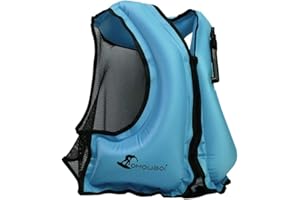 OMOUBOI Inflatable Snorkel Vest Kayak Swim Vest for Adults Snorkel Vests Inflatable Buoyancy Jacket Portable Diving Jackets Swimming Vests for Snorkeling Water Sports Beginner Adults-Only (96-220 lbs)