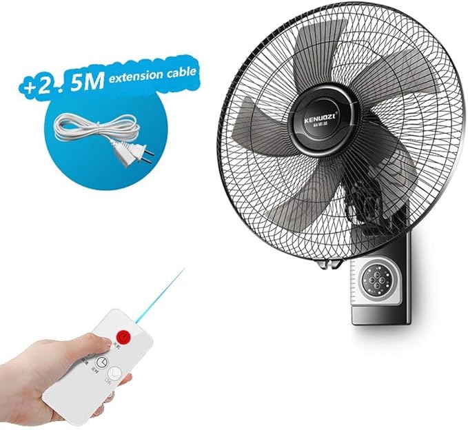 Pedestal Fans Quiet Heavy Duty 16" Wall Mount Fan Oscillating 7H Timer & Remote, 3 Speed