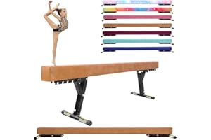 FINCOME Balance Beam Adjustable 8ft, High and Lower Floor Beam Gymnastics Equipment for Kids Children, Gymnastics Beam with Legs for Home, Professional Training, Gymnastic Club Use