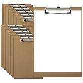 HappyHapi 20 Pack Clipboard 8.5 x 11 Letter Size Clip Boards Bulk, A4 Wooden Hardboard Office Clipboards Pack for Classroom, Work-Meetings, Brown