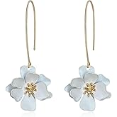 Anmpab Bohemian Matte Flower Dangle Drop Earrings floral Stud Earrings For Women Statement Wedding Holiday Jewelry