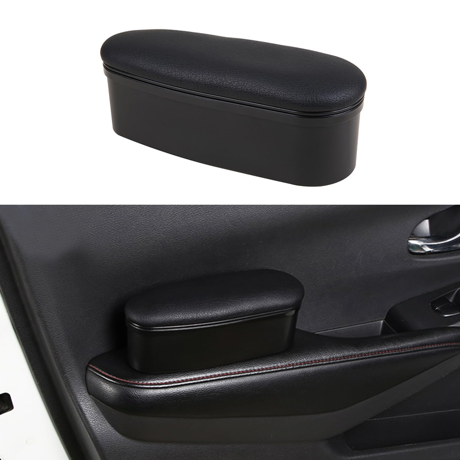 Photo 1 of Ziciner Car Armrest Support Cover, Universal Leather Car Side Door Armrest Pillow, Relieve Driver Arm Fatigue Storage Box Cushion Pad, Automotive Interior Accessories for Most Vehicles (Black)